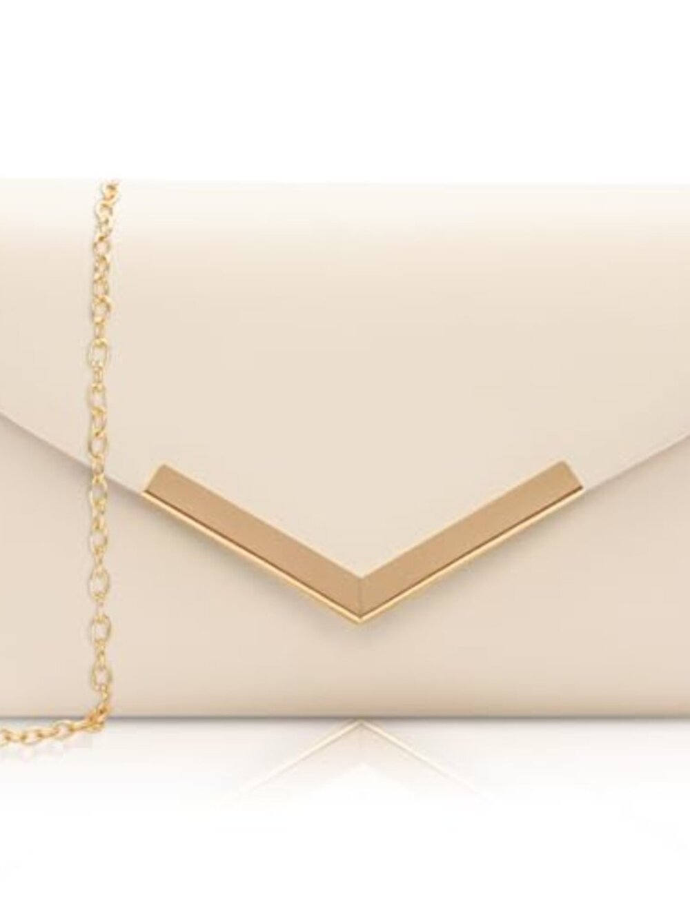 Faux Leather Envelope Clutch Purse with Chain Strap Evening Bag